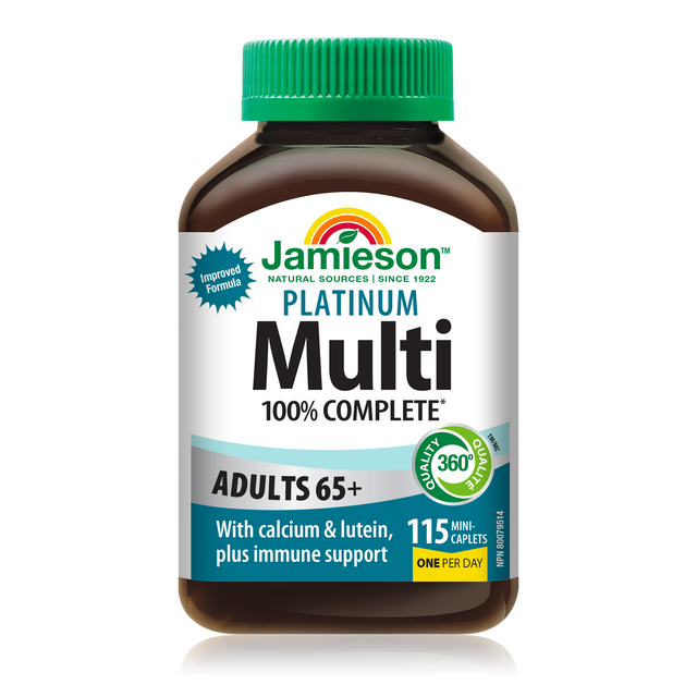 Jamieson 100% Complete Platinum Multivitamin for Adults 65+, 115 caplets
