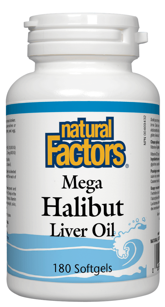 Natural Factors Mega Halibut Liver Oil 180 Softgels