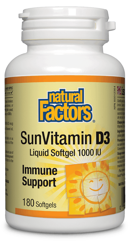 Natural Factors SunVitamin D3 1000IU 180 Softgels
