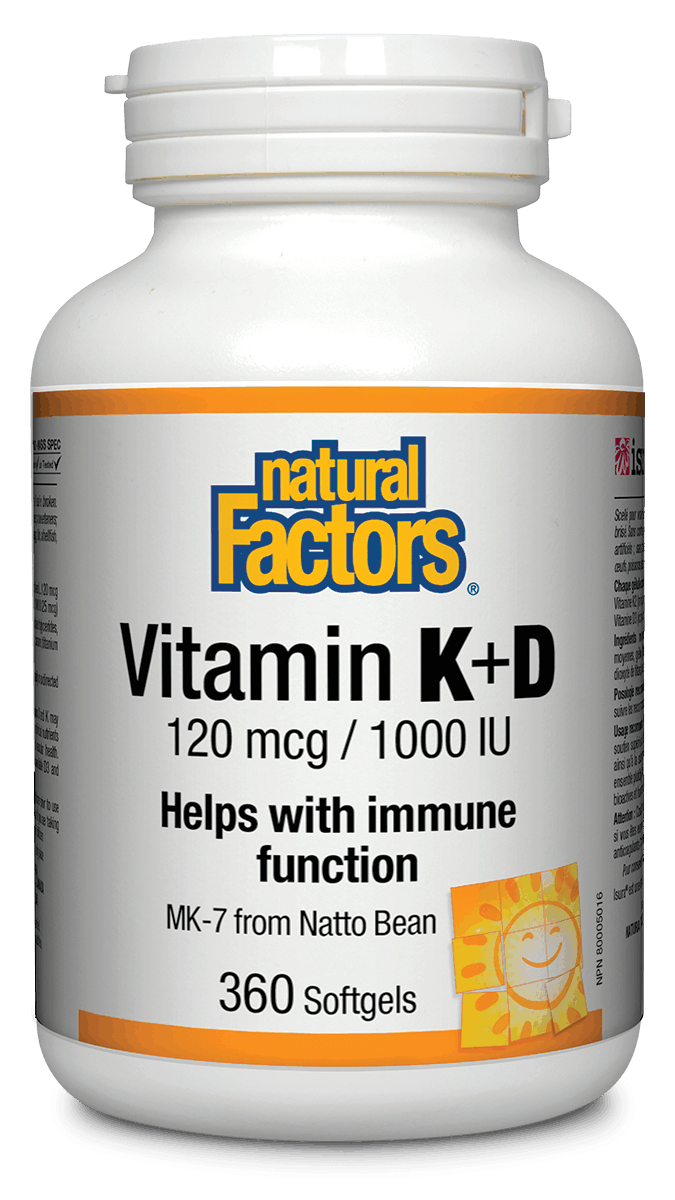 Natural Factors Vitamin K + D 120mcg/1000IU 360 Softgels