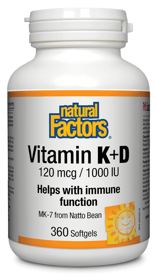 Natural Factors Vitamin K + D 120mcg/1000IU 360 Softgels
