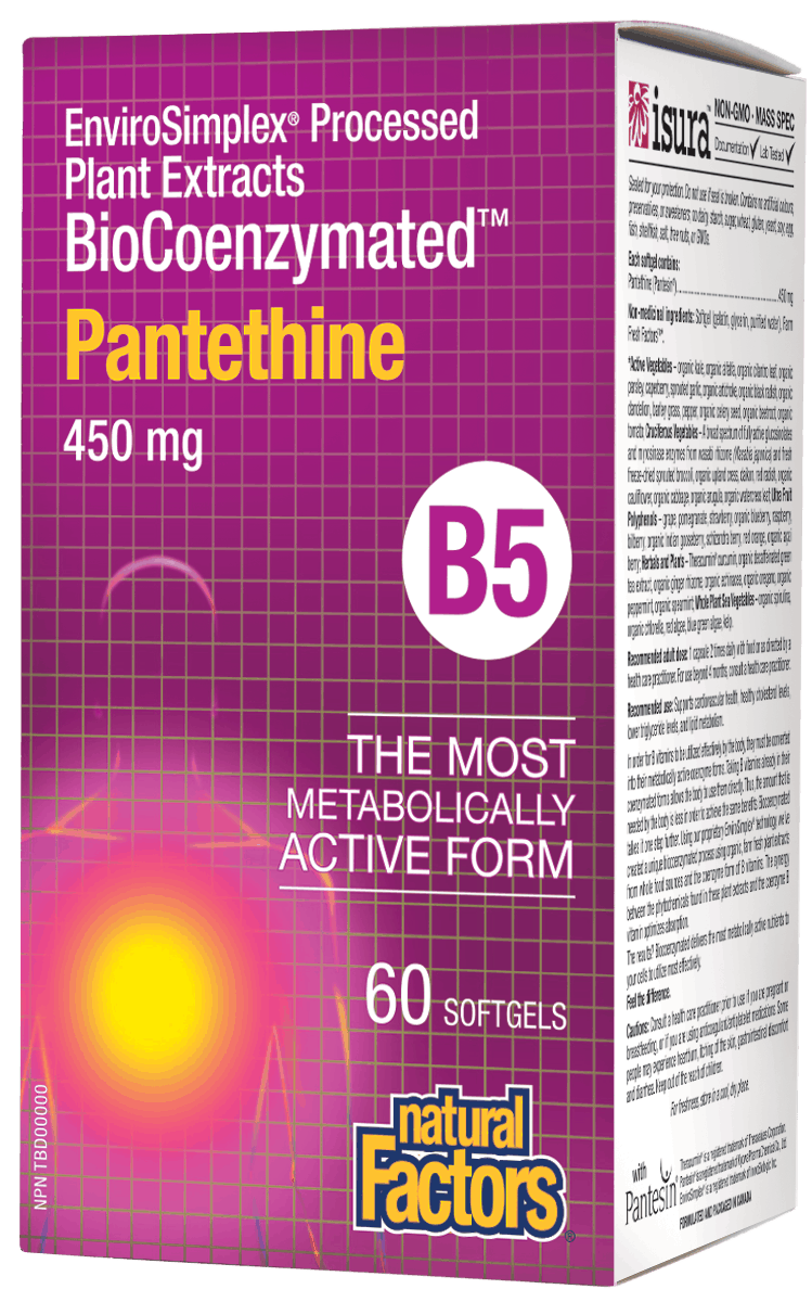 Natural Factors BioCoenzymated Pantethine B5 450mg 60 Softgels