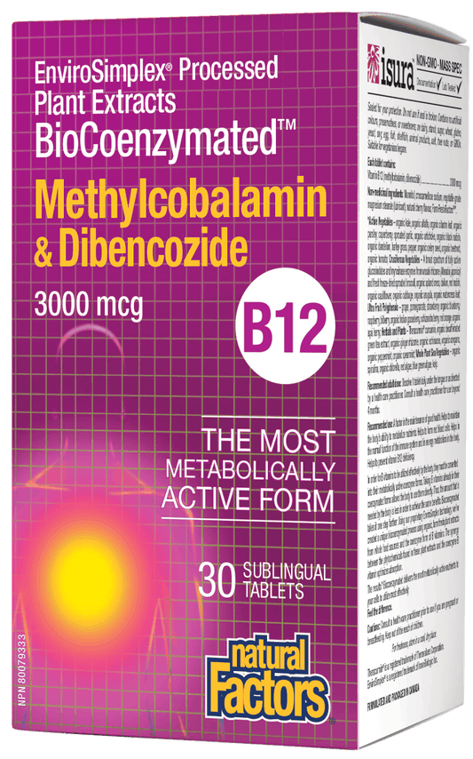 Natural Factors Methylcobalamin & Dibencozide 3000mcg 30 Sublingual Tablets