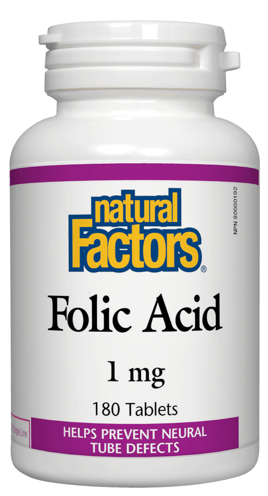 Natural Factors Folic Acid 1mg/1000mcg 180 Tablets