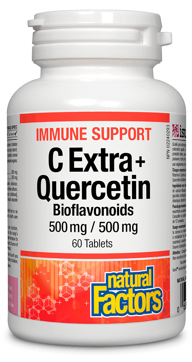 Natural Factors C Extra + Quercetin 500mg/500mg Bioflavonoids 60 Tablets
