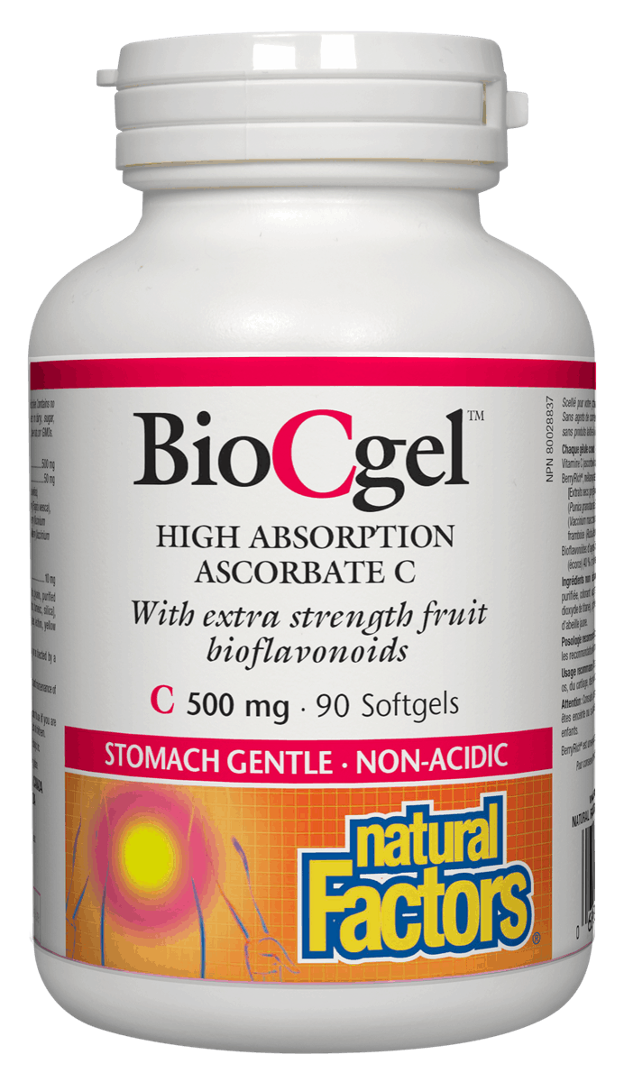 Natural Factors BioCGel High Absorption Ascorbate 500mg 90 Softgels