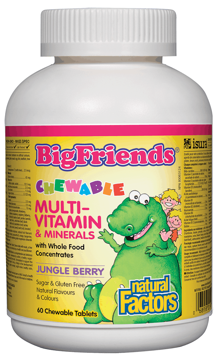 Natural Factors BigFriends Chewable Multivitamin and Minerals Jungle Berry 60 Chewable Tablets