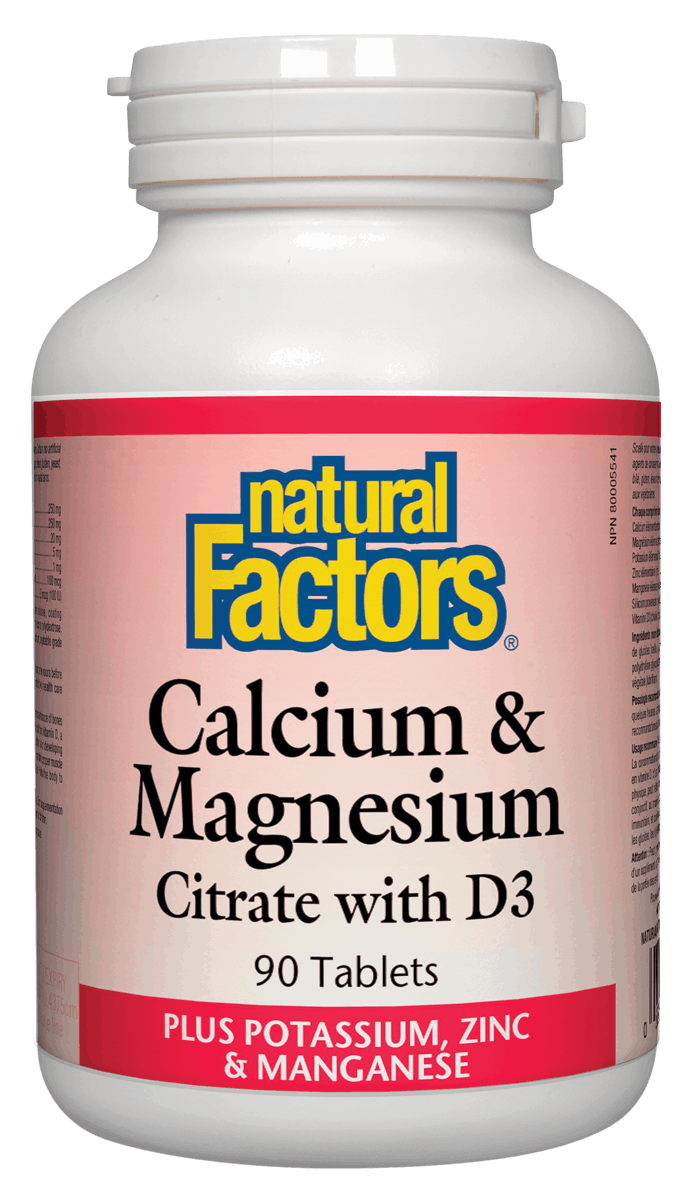 Natural Factors Calcium & Magnesium Citrate with D Plus Potassium & Zinc 90 Tablets