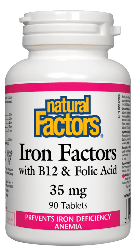Natural Factors Iron Factors with B12 & Folic Acid 35mg 90 Tablets