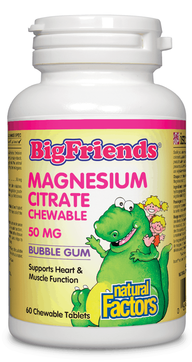 Natural Factors Big Friends Magnesium Citrate Chewable 50mg 60 Chewable Tablets