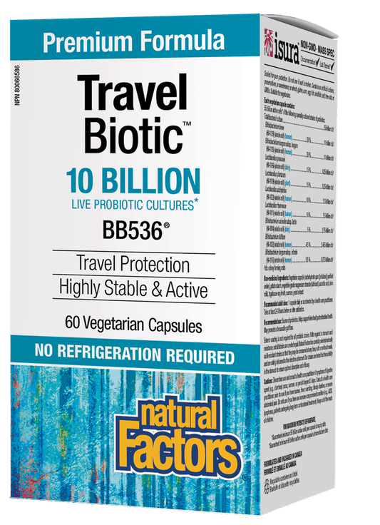 Natural Factors Travel Biotic BB536 10 Billion 60 V-Capsules