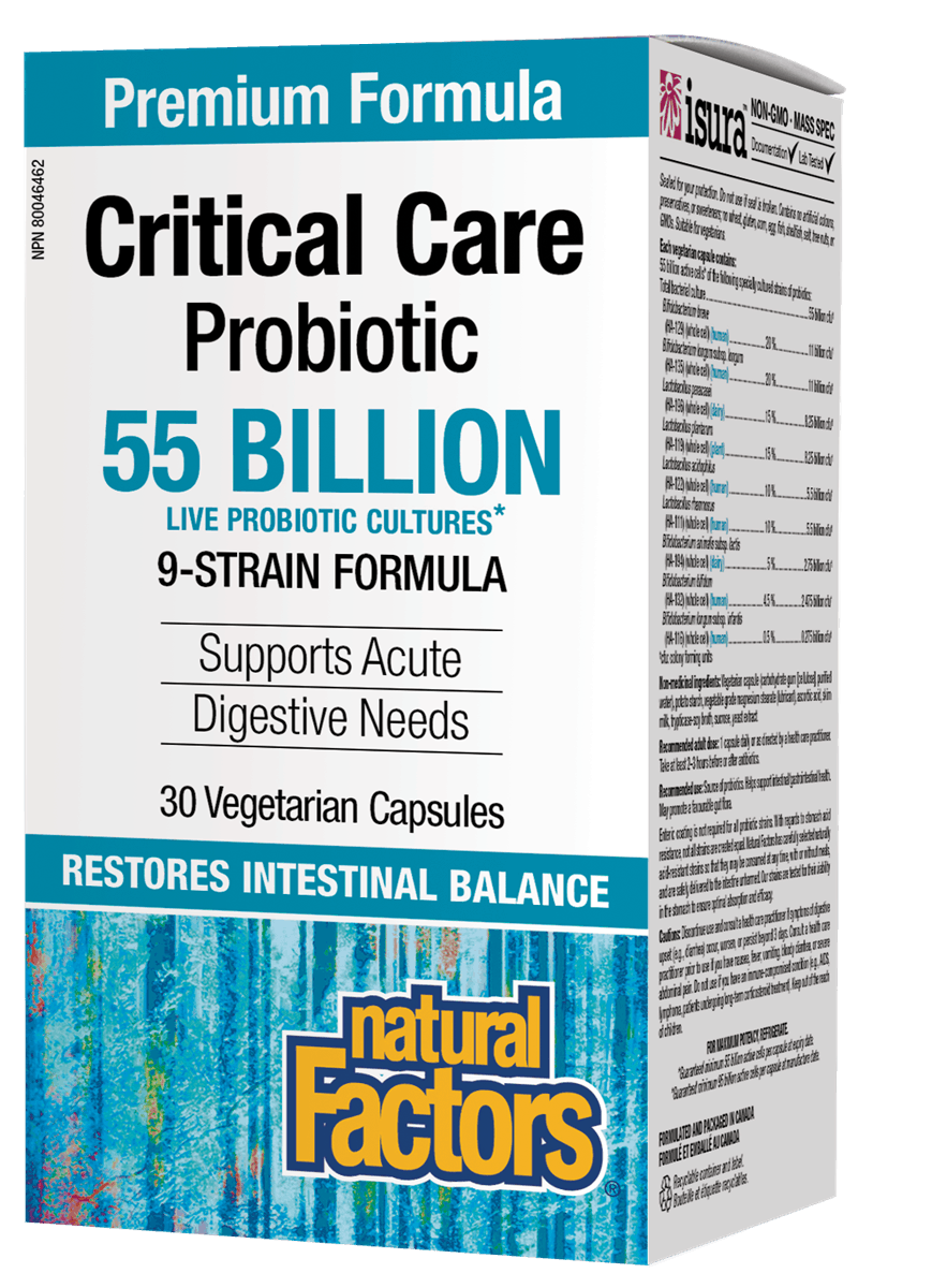 Natural Factors Critical Care Probiotic 55 Billion Active Cells 30 V-Capsules