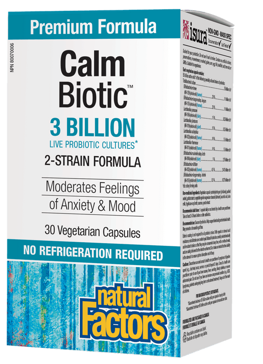 Natural Factors CalmBiotics, 3 Billion Active Cells 30 V-Capsules