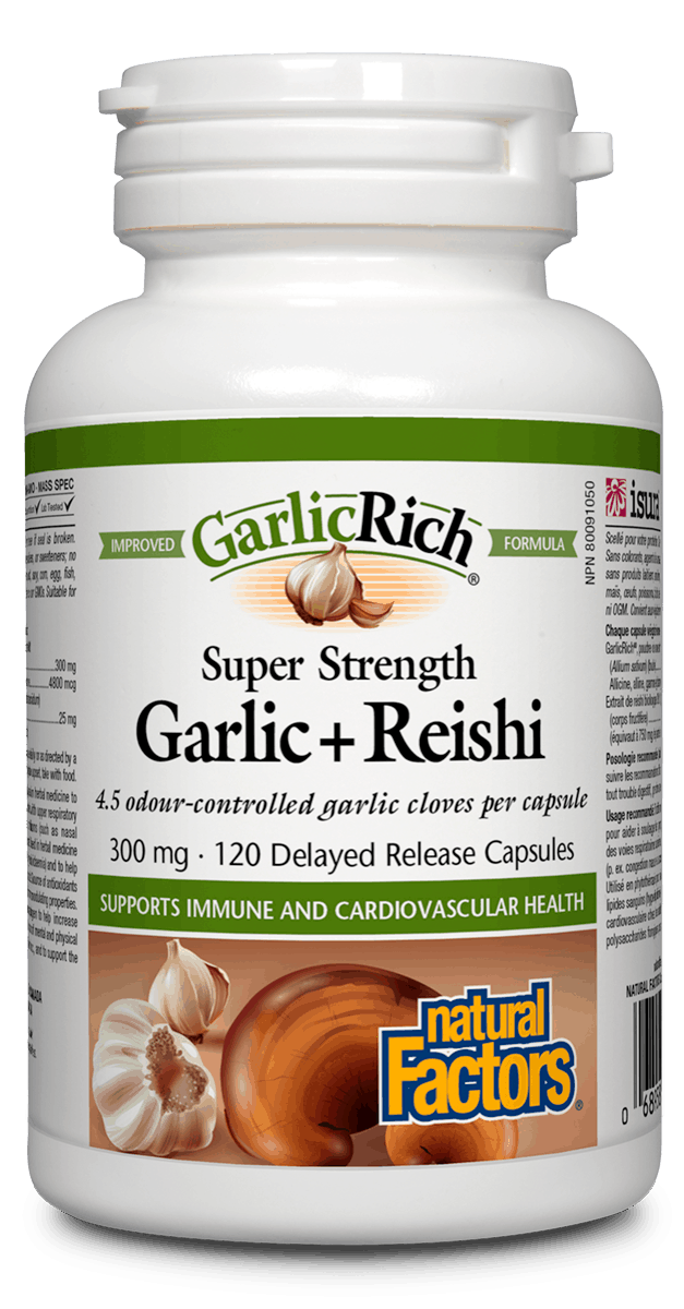 Natural Factors Garlic + Reishi 300mg 120 V-Capsules