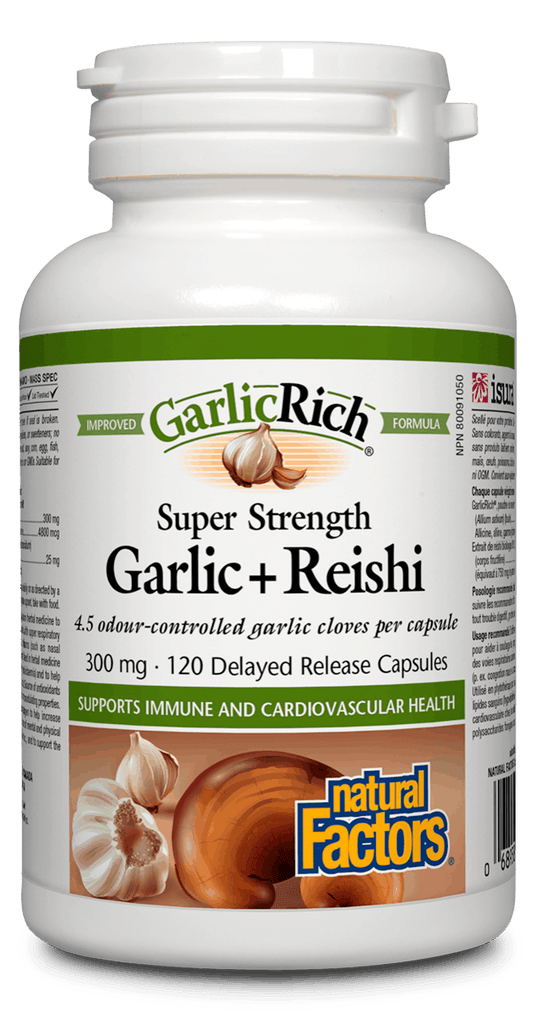 Natural Factors Garlic + Reishi 300mg 120 V-Capsules