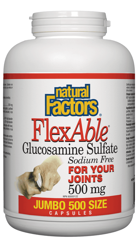 Natural Factors FlexAble & Trade Glucosamine Sulfate Sodium Free 500 Capsules