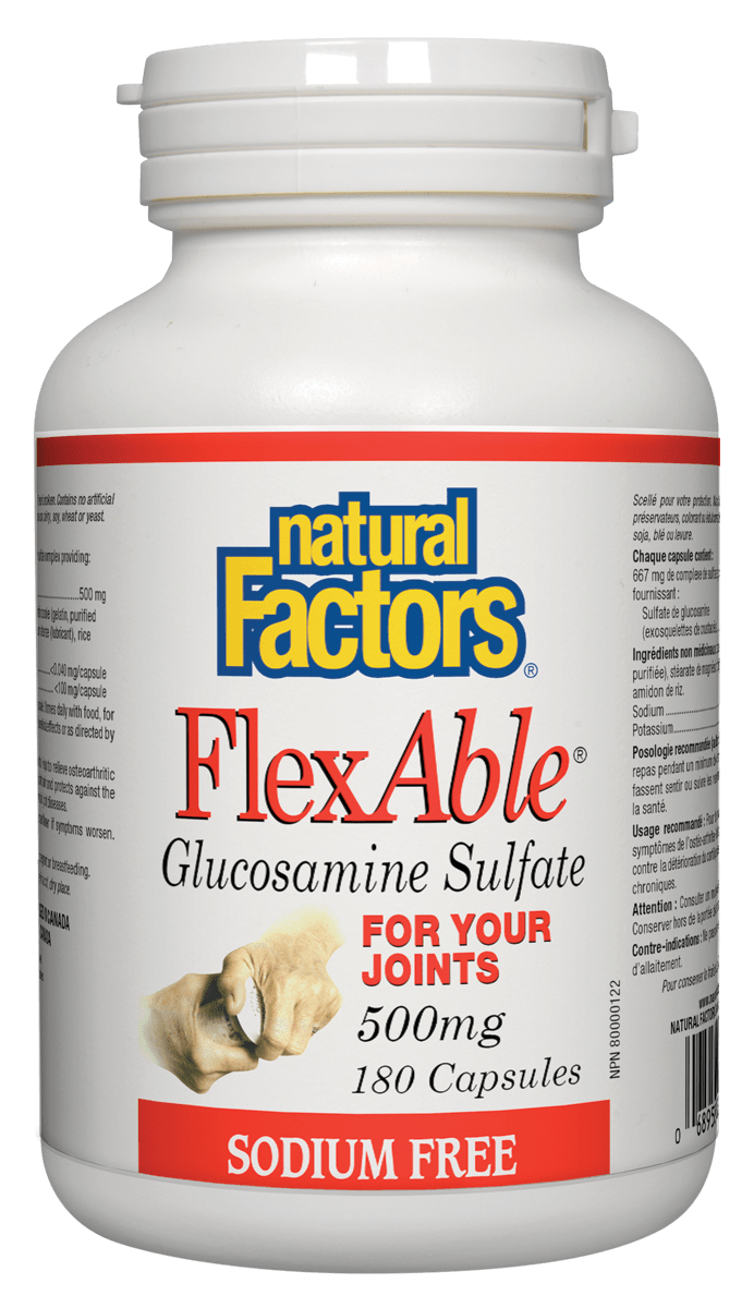 Natural Factors FlexAble Trade Glucosamine Sulfate Sodium Free 180 Capsules