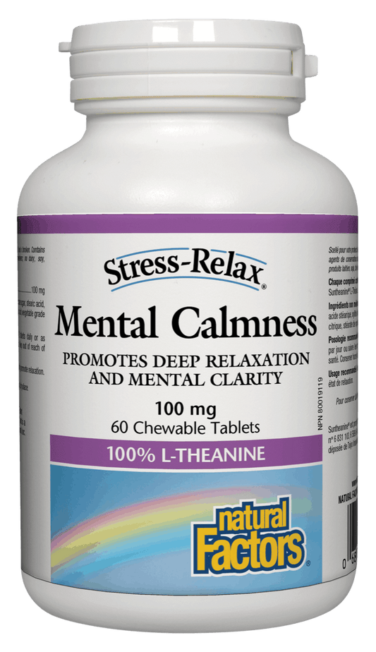 Natural Factors Stress-Relax & Trade Mental Calmness 100mg 60 Chewable Tablets