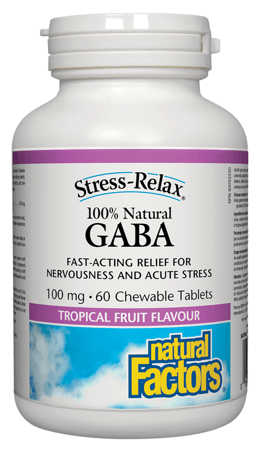 Natural Factors Stress-Relax & Trade 100% Natural GABA 60 Chewable Tablets