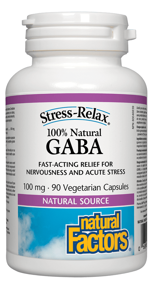 Natural Factors Stress-Relax & Trade 100% Natural GABA 100mg 90 Capsules