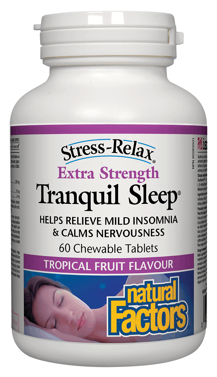 Natural Factors Tranquil Sleep Tropical Fruit Flavour 60 Chewable Tablets