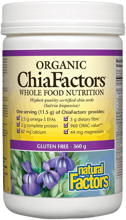 Natural Factors Organic ChiaFactors 360g Non-GMO Organic Chia Seeds