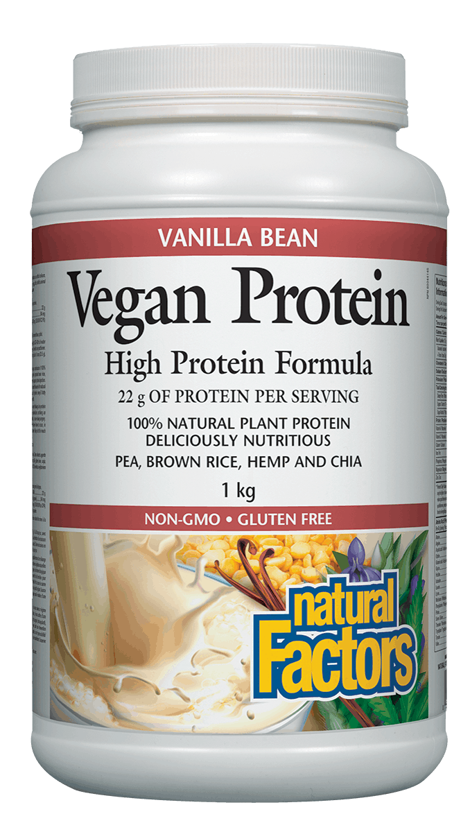 Natural Factors Vegan Protein Vanilla Bean Flavour 1kg Powder