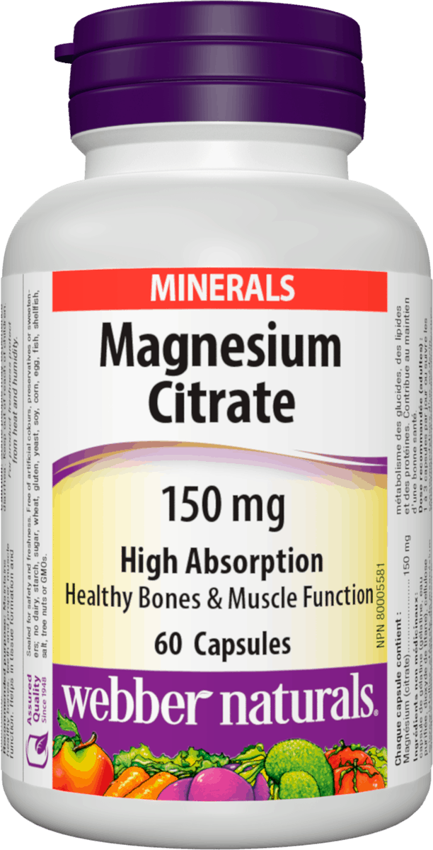 Webber Naturals Magnesium Citrate High Absorption 150 mg, 60caps