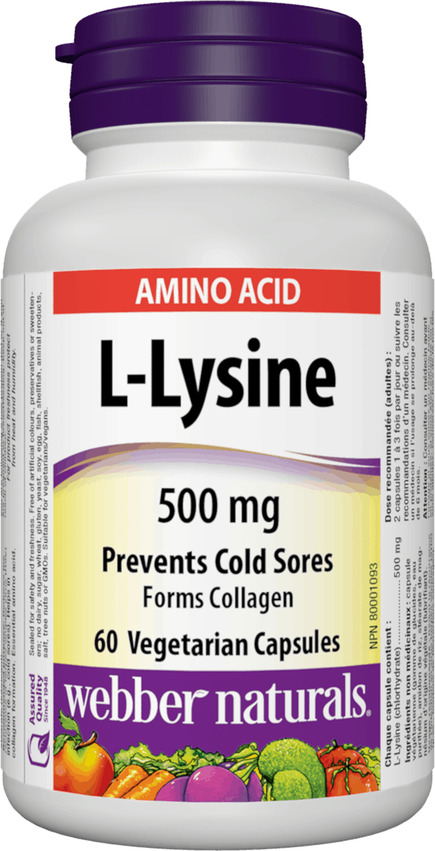 Webber Naturals L-Lysine, 500 mg 60 veg capsules