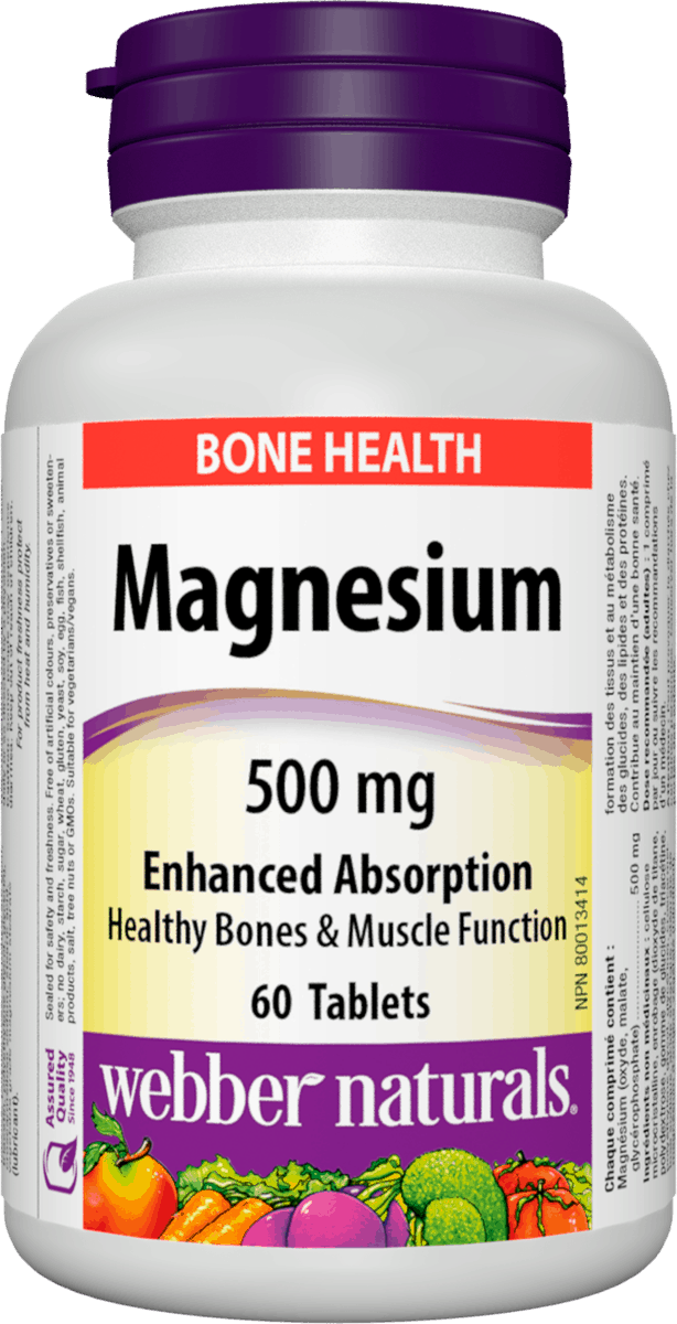 Webber Naturals Magnesium 500mg Enhanced absorption, 60 tabs