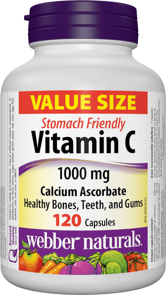 Webber Naturals Stomach Friendly Vitamin C 1000 mg 120 capsules (Value Size)
