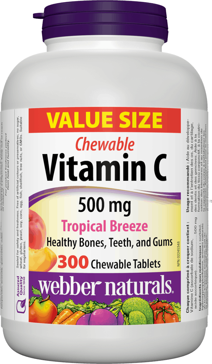Webber Naturals Vitamin C 500 mg Tropical Flavour 300 tablets