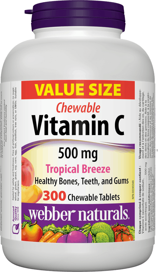 Webber Naturals Vitamin C 500 mg Tropical Flavour 300 tablets