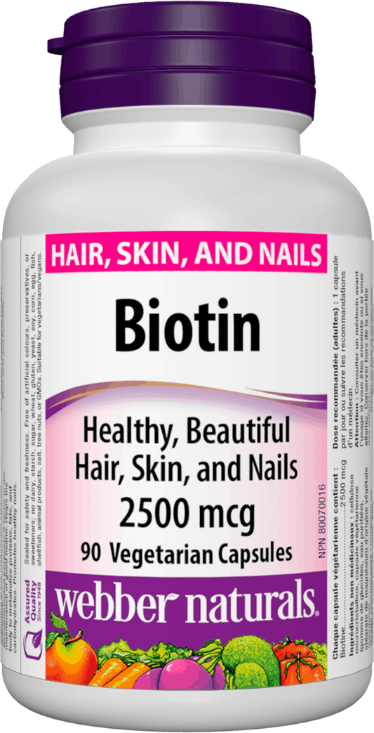Webber Naturals  Biotin 2500 mcg, 90 Vegetarian Capsules