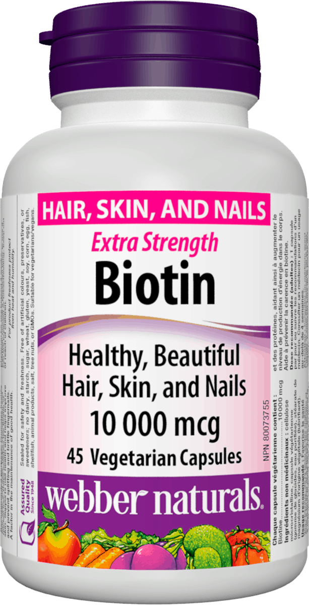 Webber Naturals Biotin 10000mcg ,45 veg caps