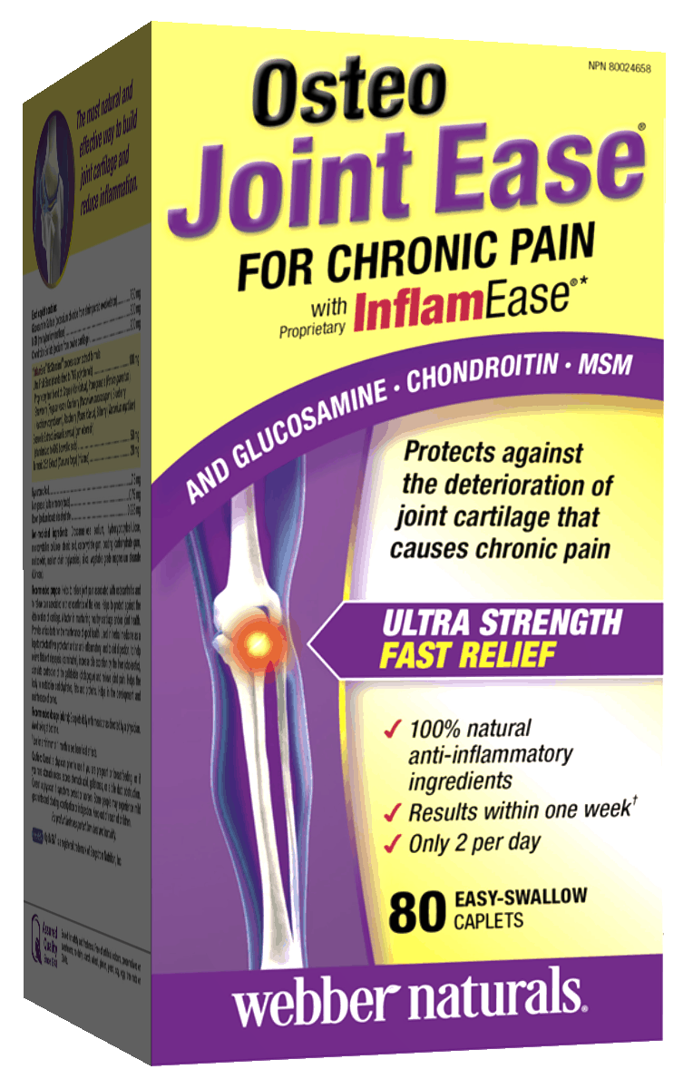 Webber Naturals Osteo Joint Ease with InflamEase and Glucosamine Chondroitin MSM, 80 easy-swallow caplets