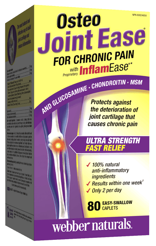 Webber Naturals Osteo Joint Ease with InflamEase and Glucosamine Chondroitin MSM, 80 easy-swallow caplets