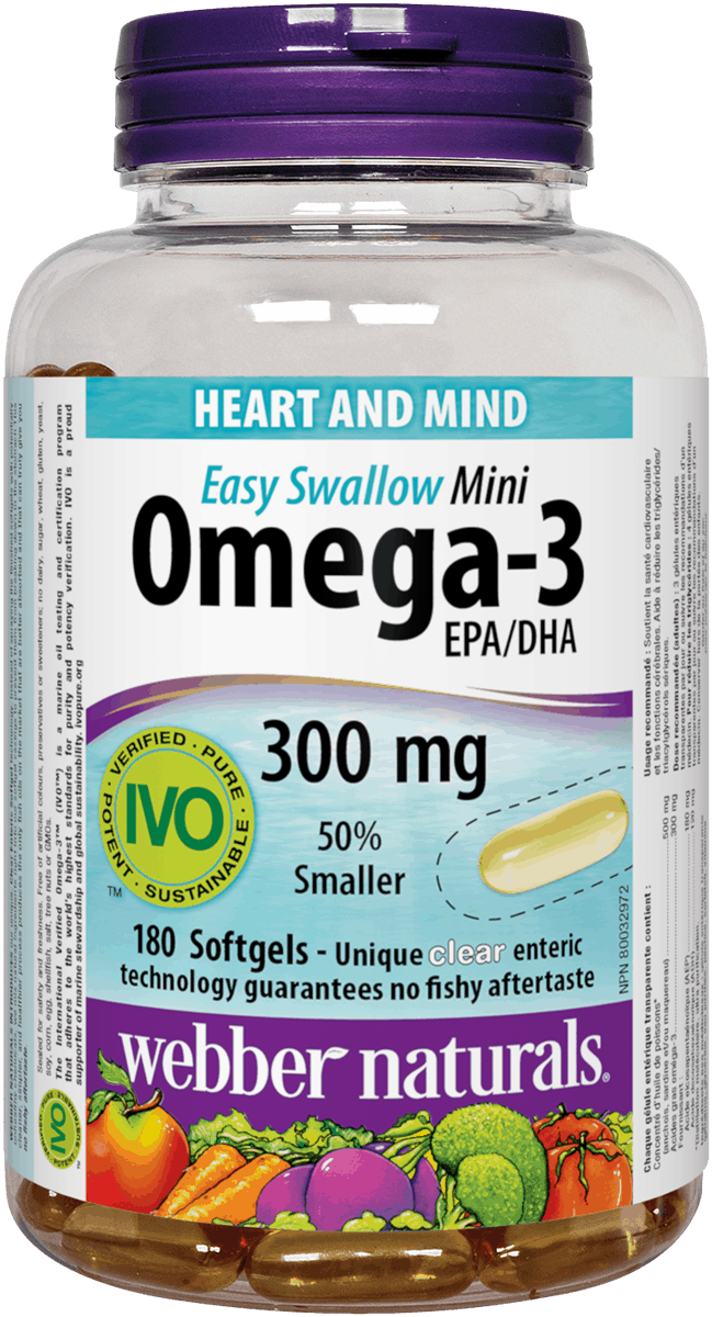 Webber Naturals Omega-3 Mini Easy Swallow 300 mg EPA/DHA 180 enteric softgels