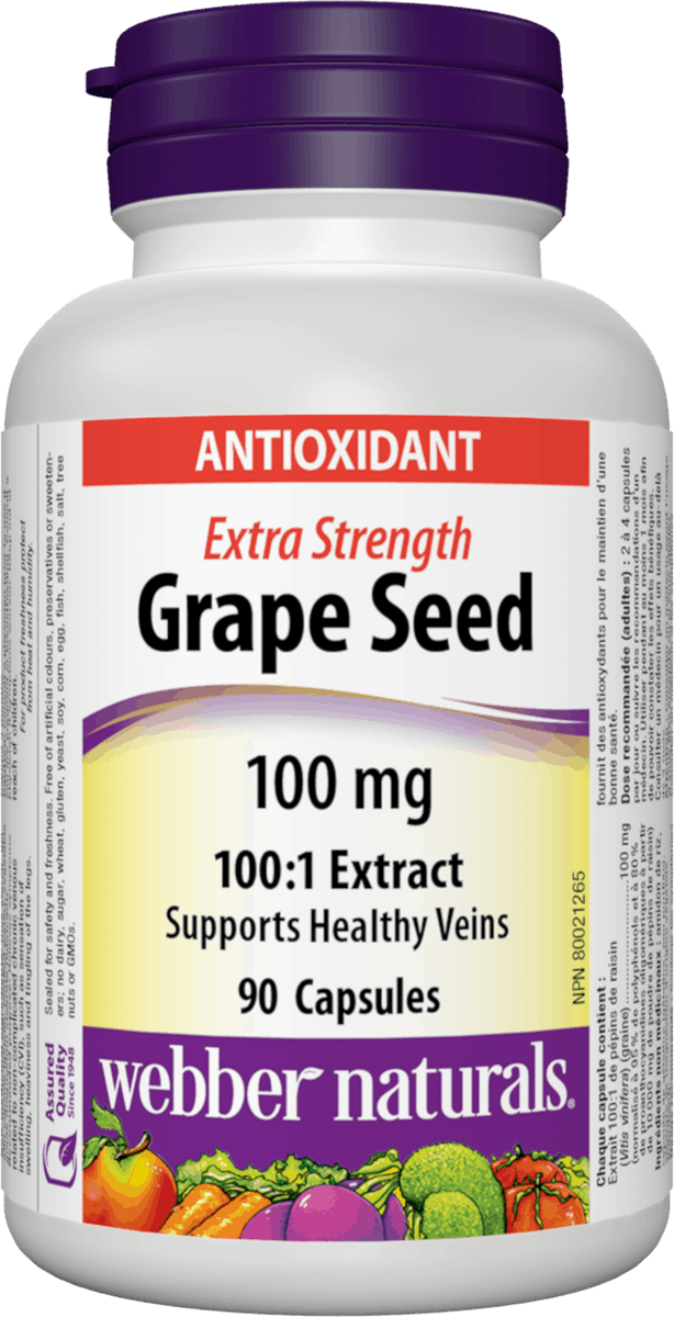 Webber Naturals Grape Seed Extract, 100mg, 90 caps
