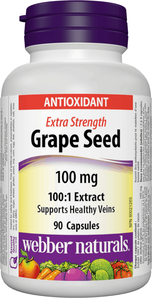 Webber Naturals Grape Seed Extract, 100mg, 90 caps