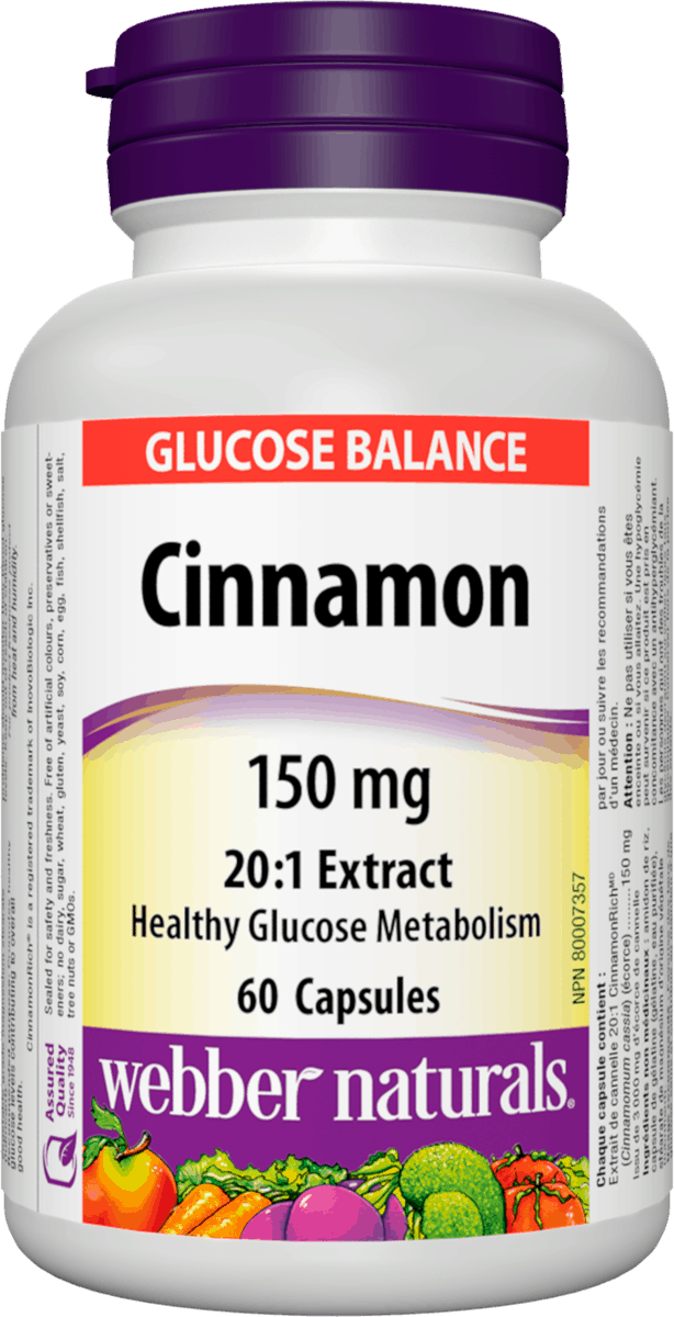 Webber Naturals Cinnamon Extract 150 mg, 60caps