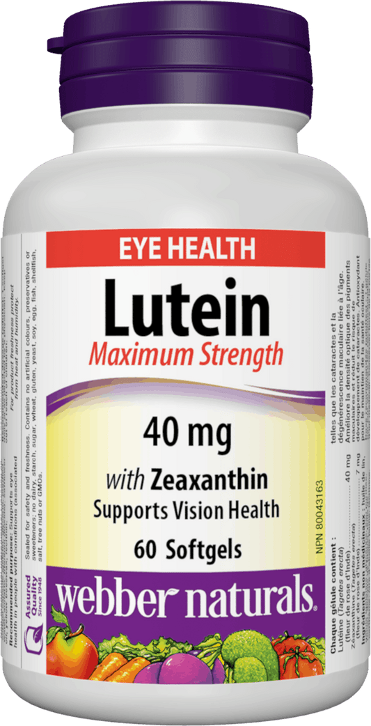 Webber Naturals Lutein with Zeaxanthin Maximum Strength, 40mg, 60 softgels