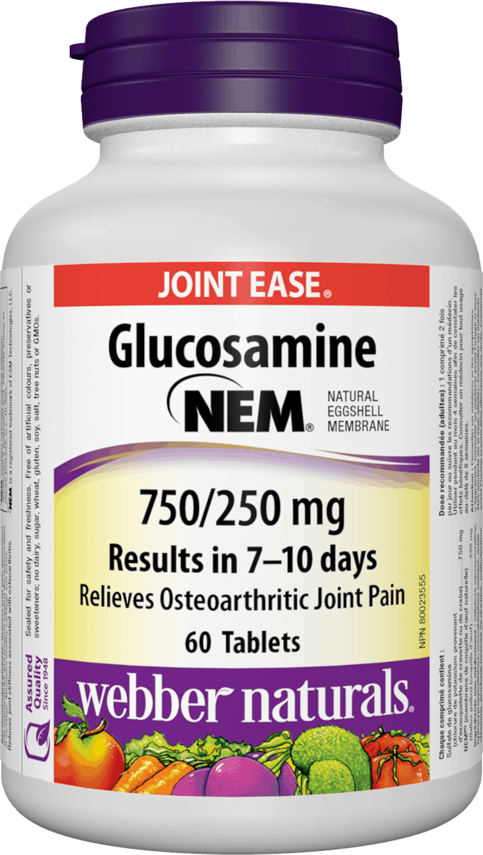 Webber Naturals Triple Strength Glucosamine with NEM Natural Eggshell Membrane, 750/250 mg, 60 Tablets