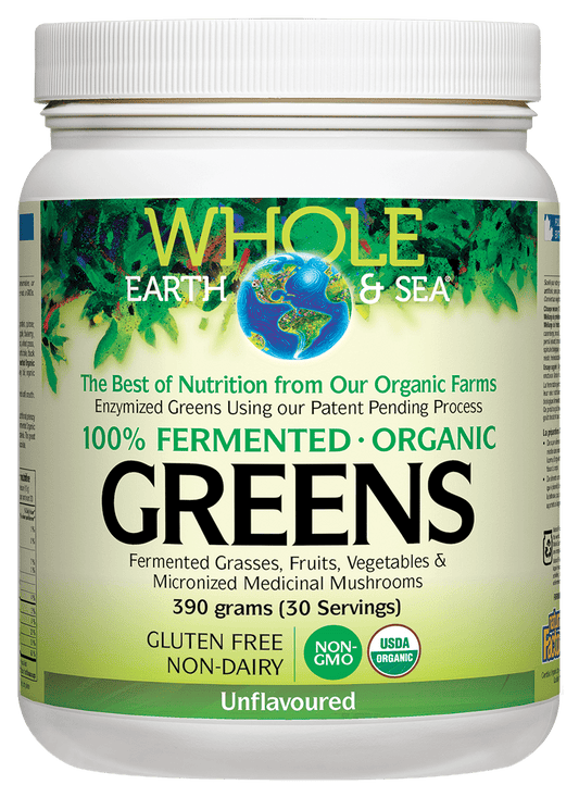 Natural Factors Whole Earth & Sea Fermented Greens 390g Natural Flavoured