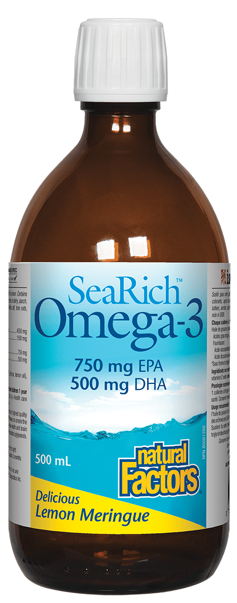 Natural Factors SeaRich Omega-3 750 mg EPA 500mg/DHA 200mg Lemon Meringue 500ml