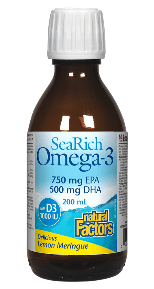Natural Factors SeaRich Omega-3 with Vitamin D Lemon Meringue 200mL
