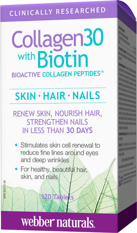 Webber Naturals Collagen 30 with Biotin Bioactive Collagen Peptides 120 tablets