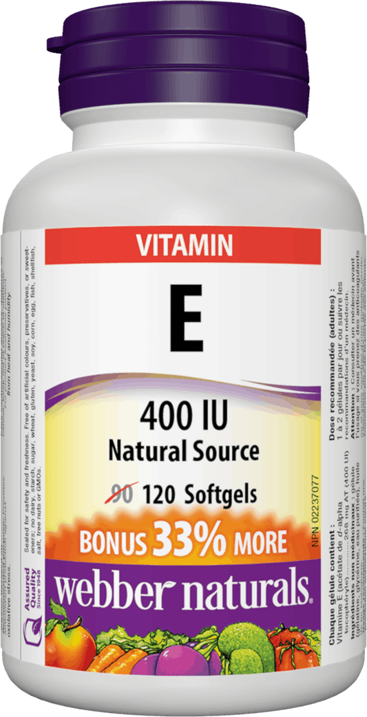 Webber Naturals Vitamin E 400 IU, 120 Softgels Bonus