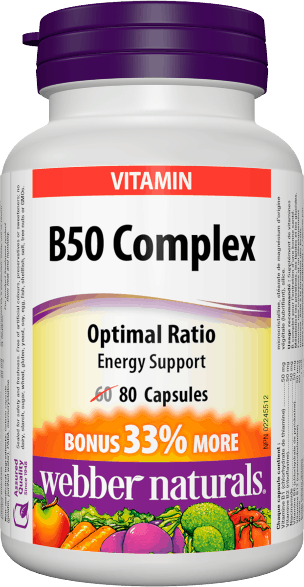 Webber Naturals B50 Complex 50mg of B Vitamins, 80caps