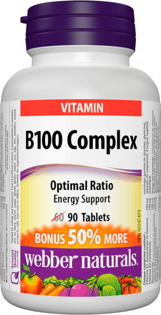 Webber Naturals B100 Complex, 90 tablet Bonus Size